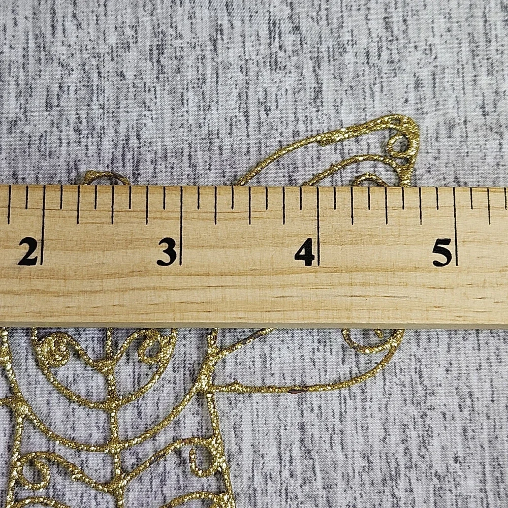 Vintage Christmas Angel Ornament Twisted Wire Gold Glitter Sparkle Metal Retro